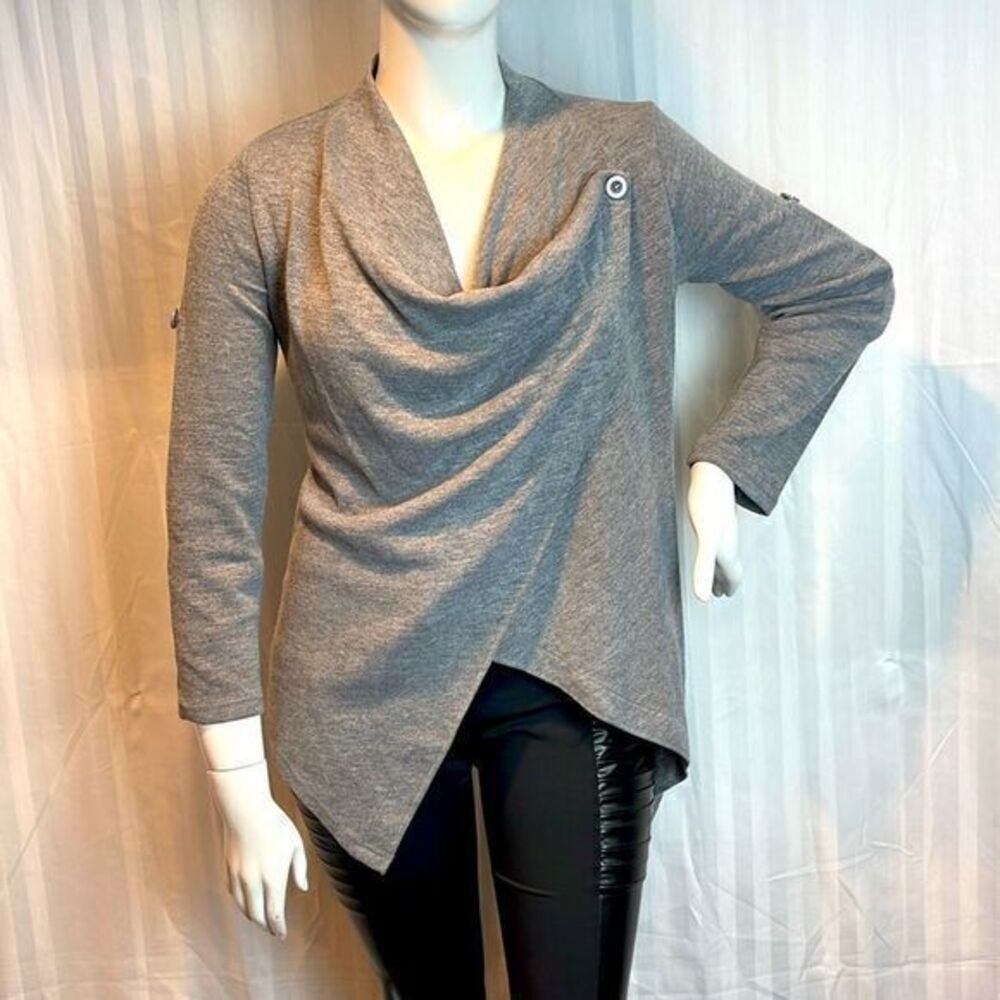 CUPSHE Asymmetrical Buttoned Crossover wrap Cowl Neck Sweater Size M RefHHH